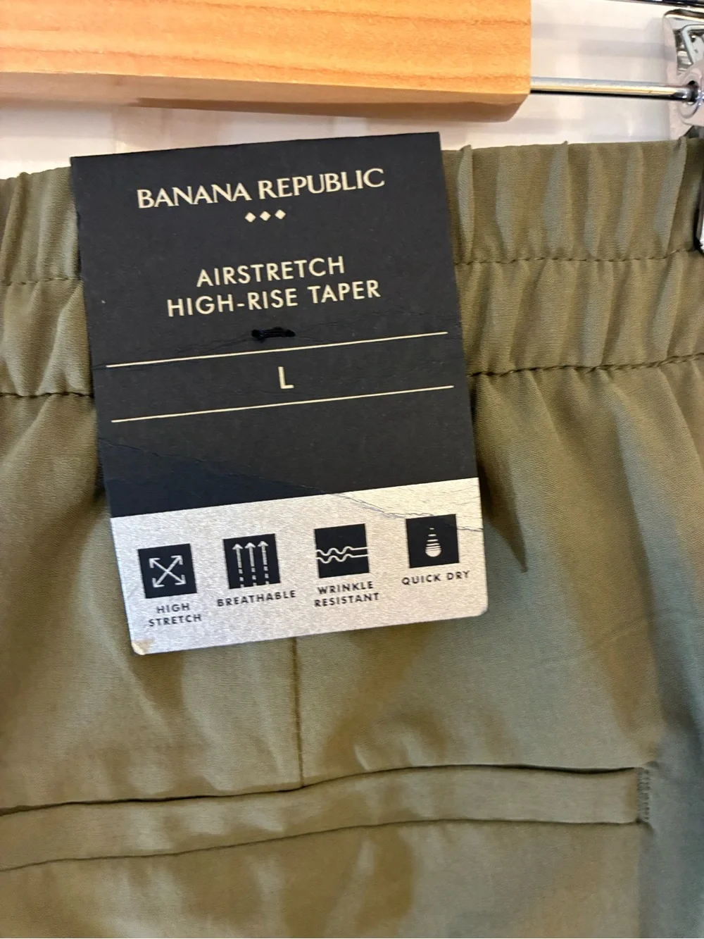 NEW! Banana Republic Airstretch High Rise Taper Olive Green Chinos Large